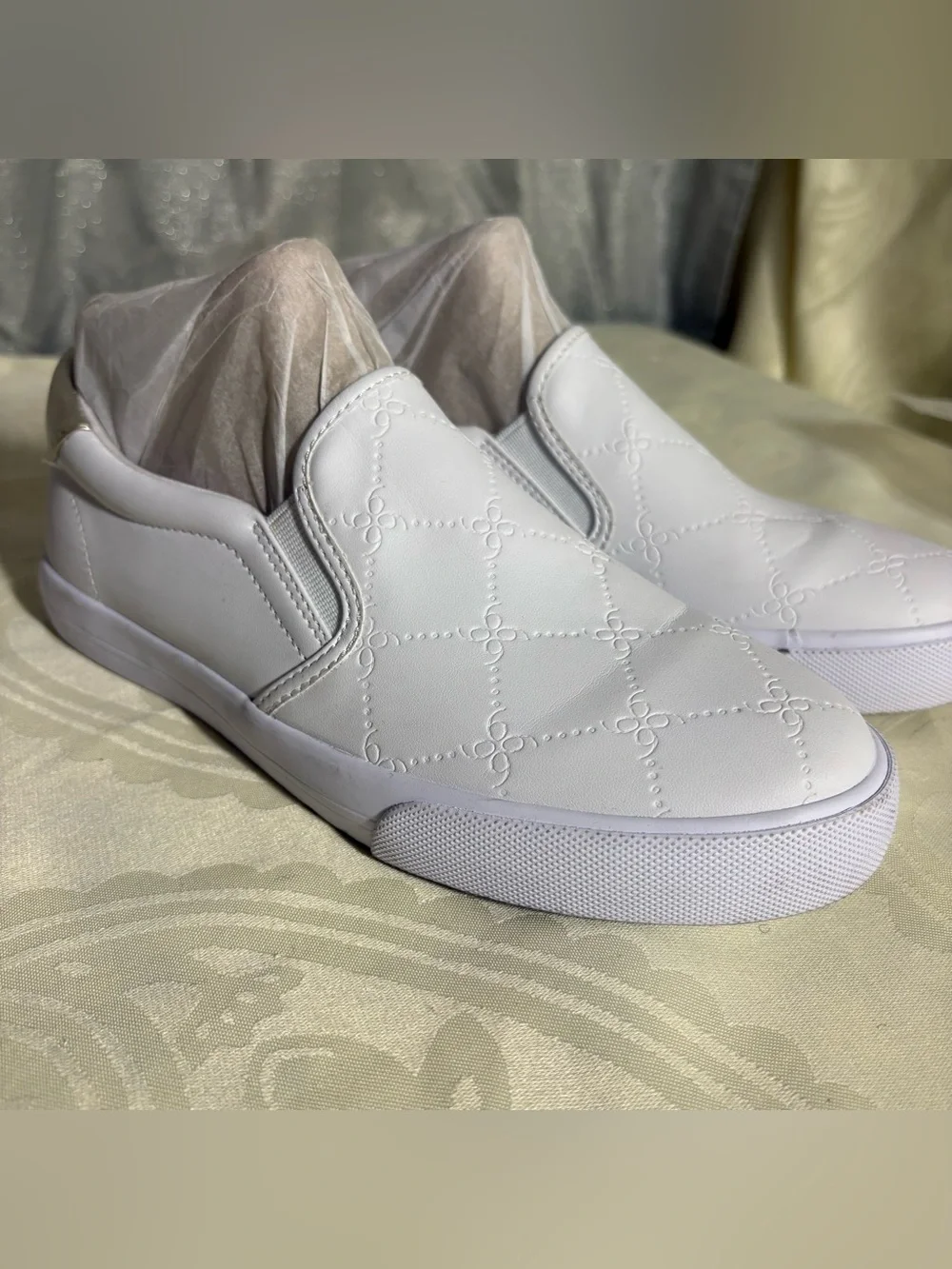 Nine West White Quilted Slip-On Sneakers - Women's Casual Shoes